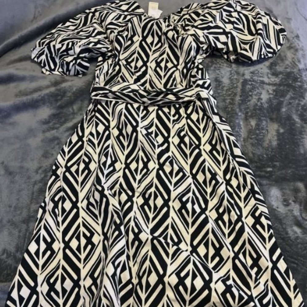 Banana Republic-Blouson-Sleeve Midi Dress Tall Size S - Picture 3 of 6